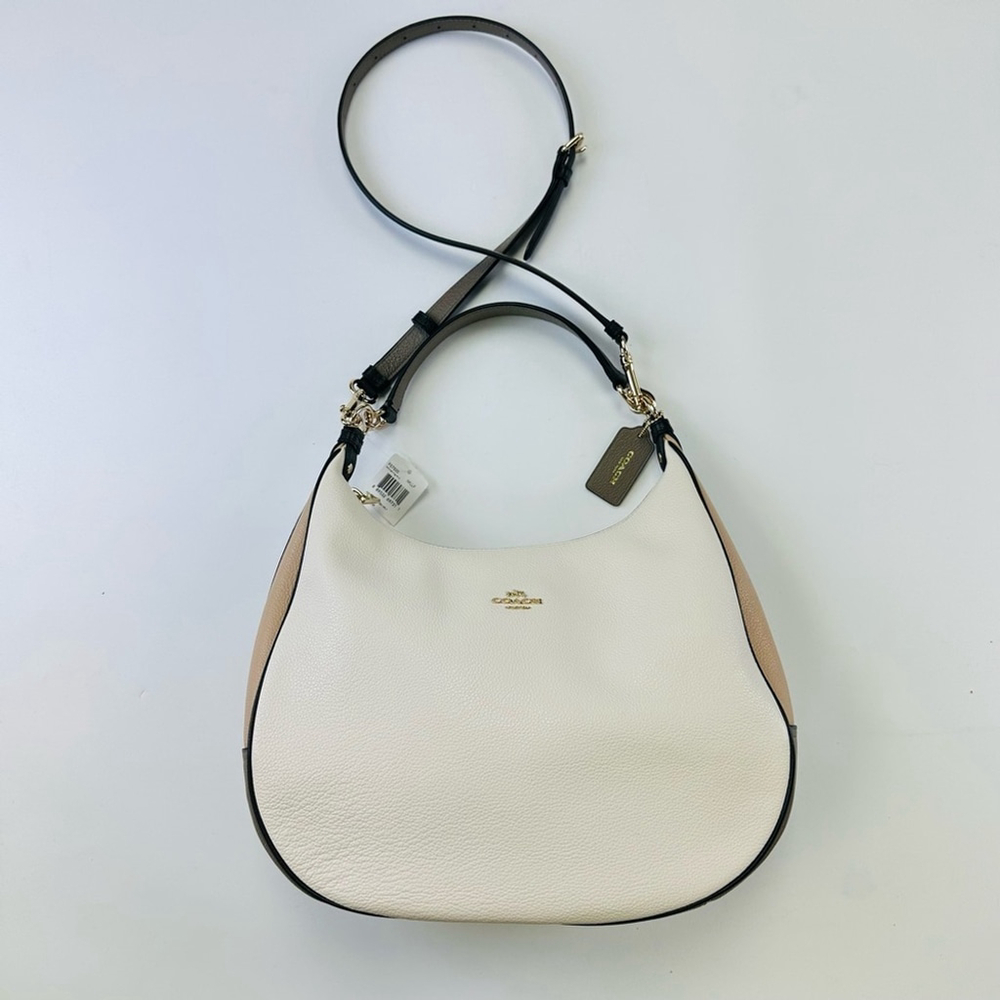 Coach NWT leather hobo bag Geometric Harley Colorblock pebble finish Neutral